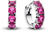 Pandora Timeless 293851C02 - Pendientes de aro de plata de ley con cristales artificiales rosados