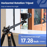 Fotopro Trípode Horizontal para cámara de 160 cm con Cabeza de Bola de 360 Grados, Placa de liberación rápida para cámara de vídeo DSLR, trípode 2 en 1 y monopié, Carga máxima de 10 kg