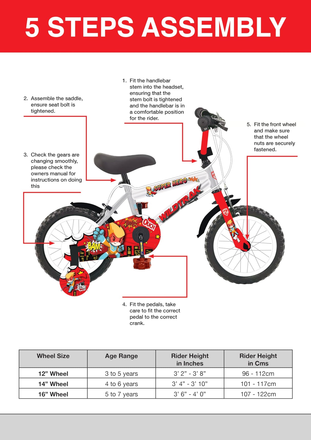 Wildtrak - Bicicleta 16 pulgadas para niñas de 3 a 7 años con ruedines con ruedines - Rosa