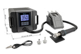QUICK TR1300A - Estación de soldadura de aire caliente industrial (1300 W, rango de temperatura de 100 – 500 °C, SMD, función de calibración, modo de espera/pantalla LCD)