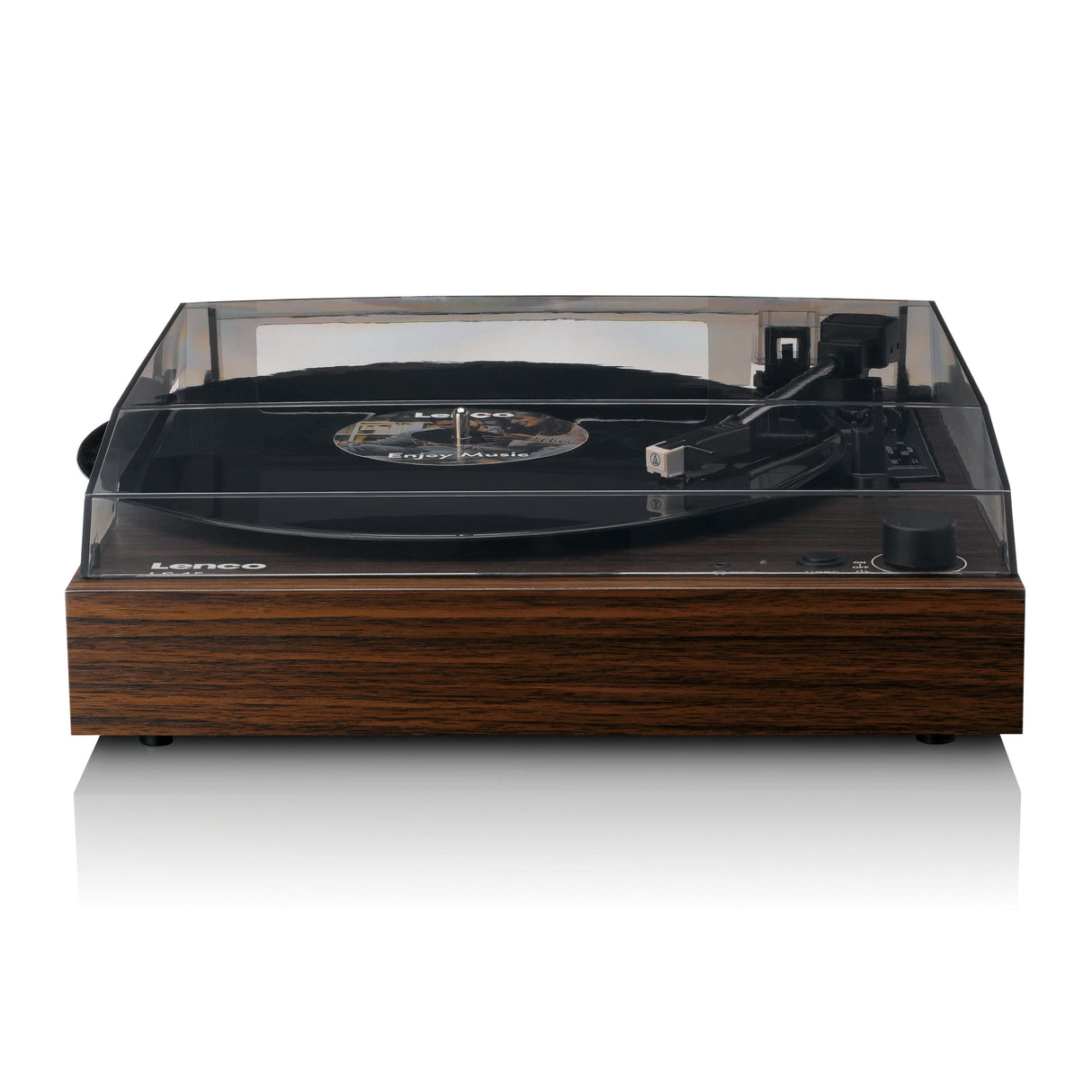 Lenco Tocadiscos LS-15WD – Recepción y transmisión Bluetooth®, 2 altavoces integrados, pastillas AT3600L, transmisión por correa, parada automática, 33/45 rpm, AUX y RCA, marrón