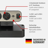 Brennenstuhl Regleta de sobremesa dúplex con Interruptor y protección contra sobretensiones (Regleta Enchufes con USB C Power Delivery, 1x USB C y 1x USB A, 9X enchufes, 2m) Plata/Negro