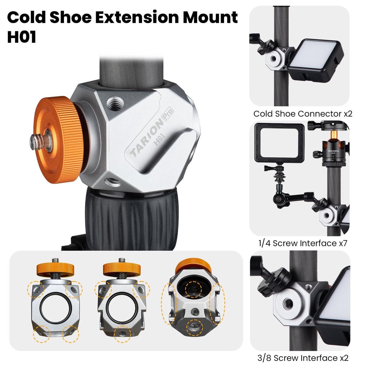 TARION Trípode de Fibra de Carbono para cámara de - 67 Pulgadas trípode Profesional DSLR con Doble rótula panorámica Zapata fría trípode de Viaje para cámaras videocámaras fotografía