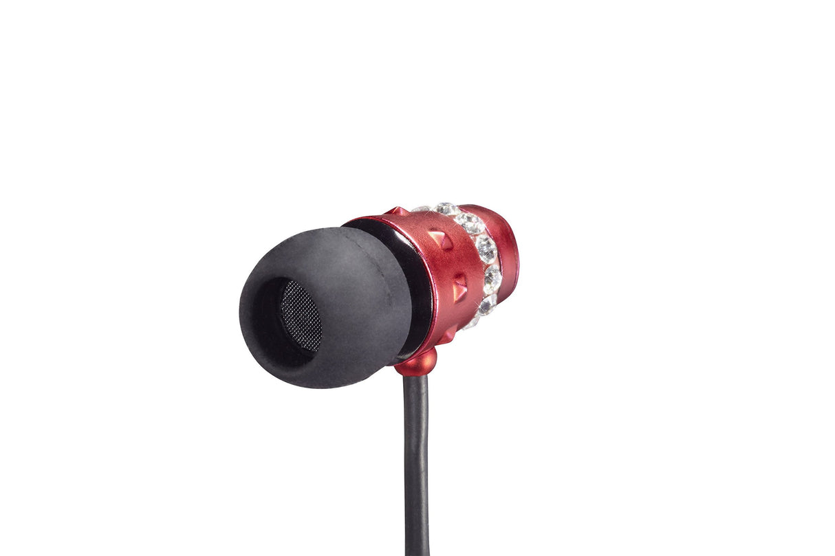 Maroo ICE Collection - Earphones with Clear Crystals - Scarlet Red