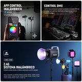 NEEWER Pro 600W RGB LED Video Luz App/2,4G/DMX Control, 2500-7500K 52500lx/m COB Luz Continua Iluminación Foco, CRI95+/TLCI97+ Foco Luz con Bolsa para Fotografía Estudio Grabación Streaming, FS600C