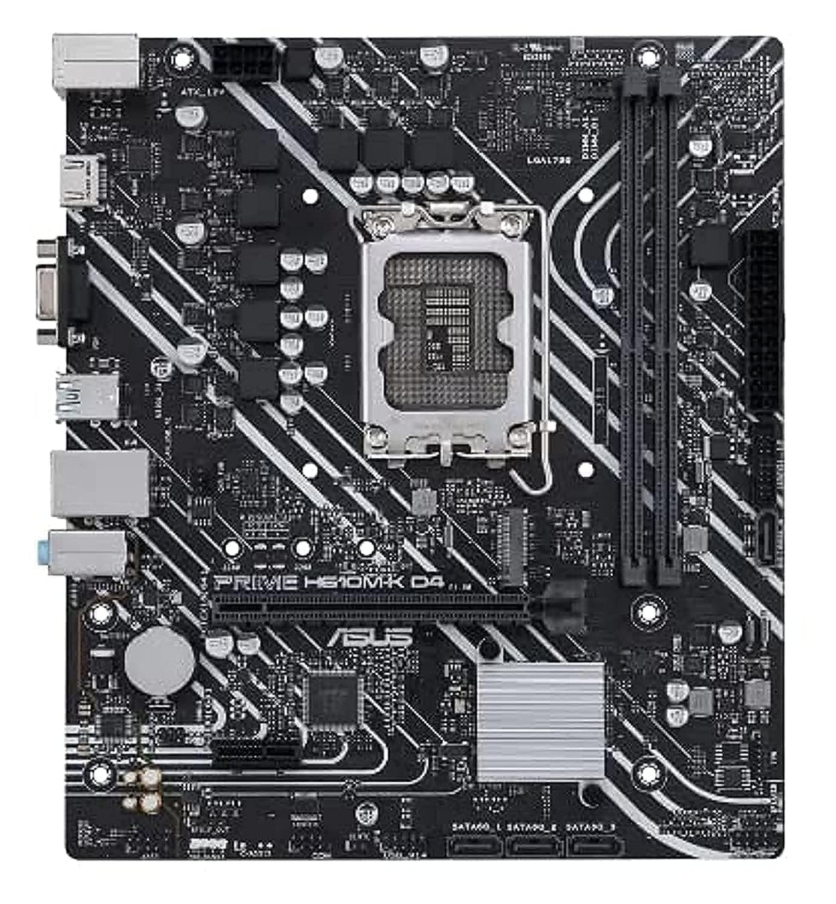 ASUS Placa Base Intel® H610 (LGA 1700) Mic-ATX con DDR4, PCIe 4.0, Ranura M.2, Realtek 1 GB Ethernet, HDMI®, D-Sub, Puertos USB 3.2 Gen 1, SATA 6 Gbps, cabecera COM, encabezado RGB