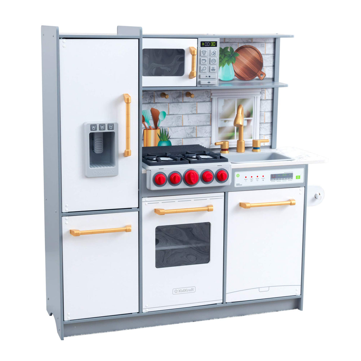 KidKraft Cocina de Juguete Uptown Elite de Madera para niños con Luz y Sonido y Dispensador de Cubitos de Hielo, Juguetes niños 3+ años (53437) Exclusivo en Amazon