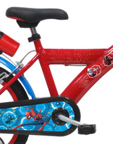 A.T.L.A.S. Bicicleta Infantil de 16 Pulgadas, Marvel Equipada con 2 Frenos, Placa Frontal Decorativa, Botella Trasera y Casco Spiderman Incluido ELO niño, Niños, Rojo idéntico a Las Fotos, 16''