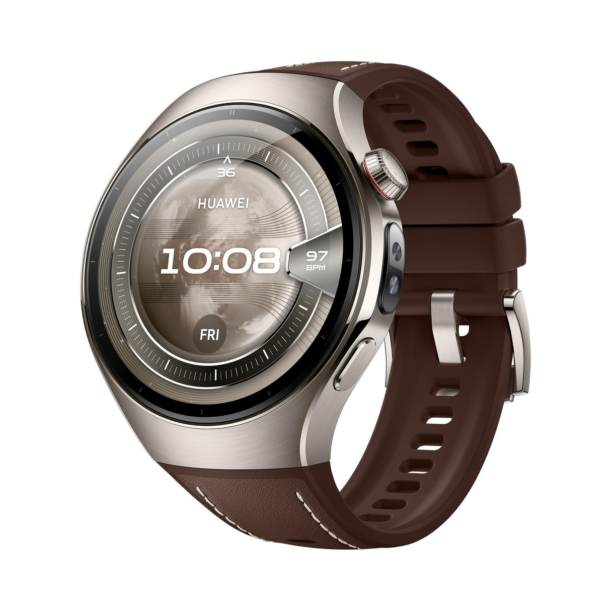 HUAWEI Watch 5, 46mm Smartwatches, Multi-Sensor Revolucionario X-Tap, SpO2 con la Yema del Dedo, Health Glance, ECG, HRV, eSIM, Android & iOS, Marrón