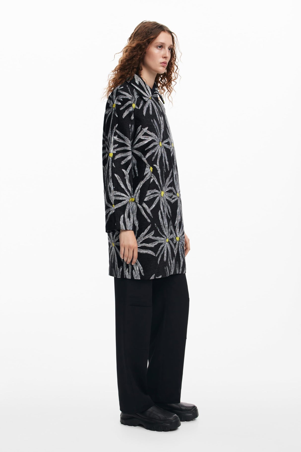 Desigual Abrigo para Mujer Woman Woven Overcoat, Negro, XL