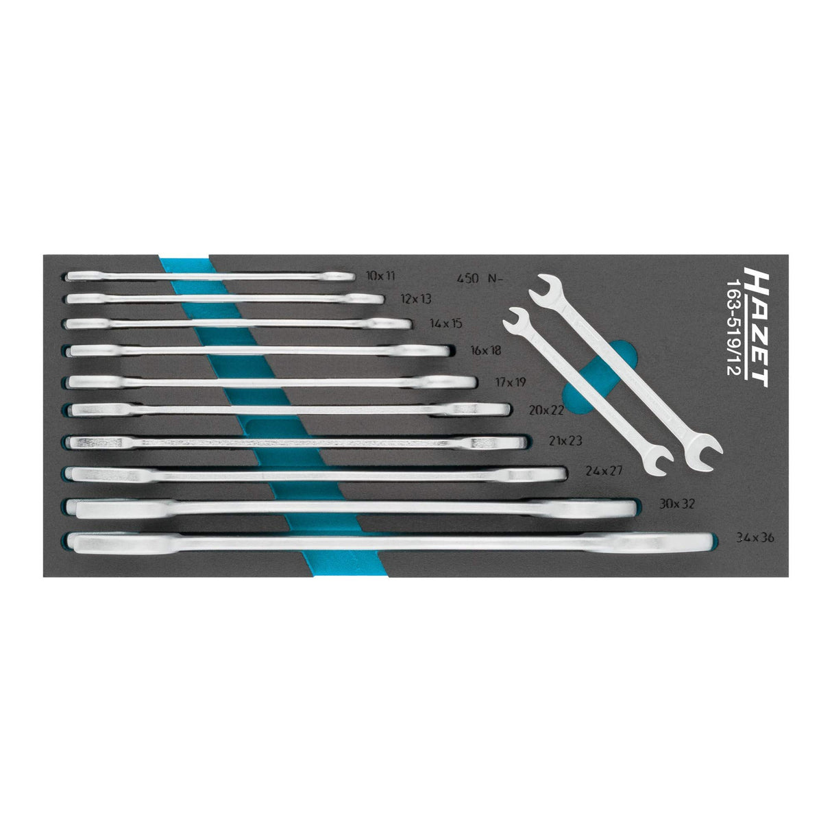 Hazet Juego de llaves fijas dobles 163-519/12, Salida: perfil hexagonal exterior, Juego de 12 piezas, Para aflojar o apretar tornillos y tuercas