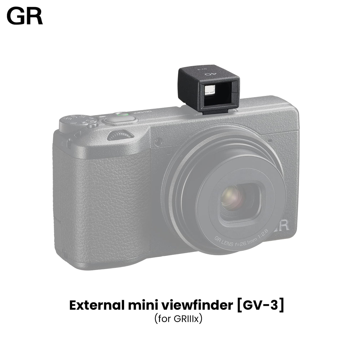 Ricoh 37828 Mini buscador Externo GV-3 [Modelos compatibles: Ricoh GR IIIx] [Visor óptico con un ángulo de visión de 40 mm Unido a la Zapata Caliente] [Campo de visión Aprox. 85%]