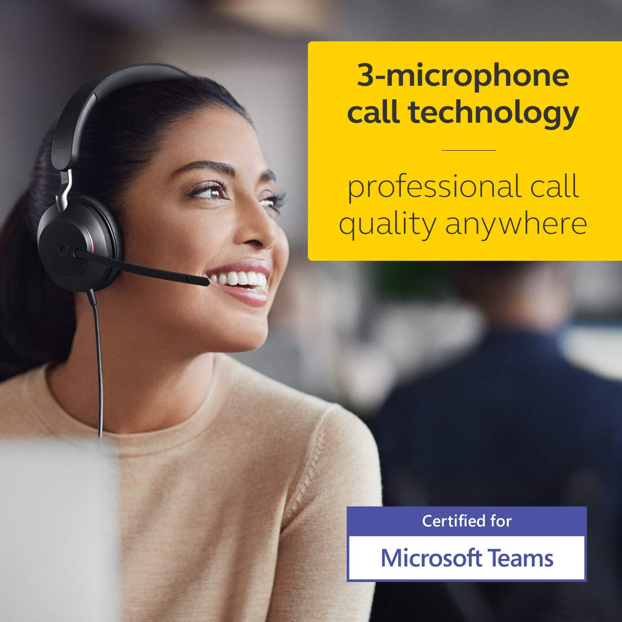 Jabra Evolve2 40 SE - Auriculares estéreo con Cable con cancelación de Ruido, con tecnología de Llamada de 3 micrófonos y Cable USB-A, Certificado MS Teams, Funciona con Todas Las demás Plataformas,