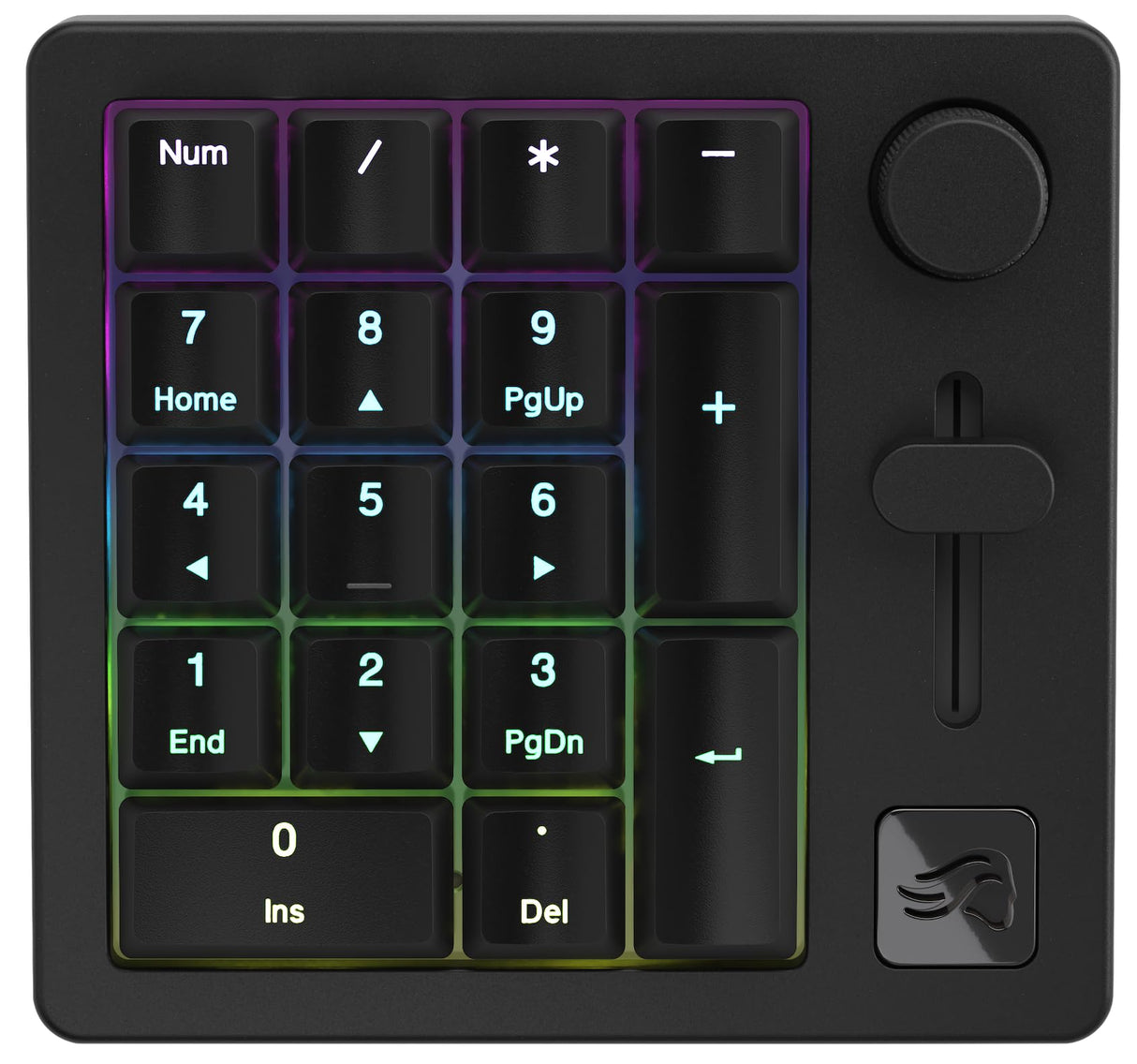Glorious Gaming GMMK Macro Numpad - Cavo o wireless Bluetooth, alluminio premium, personalizz., cursore e manopola programmabili, RGB, switch lineari, 18 ABS Doubleshot Keycaps - Ardesia nera