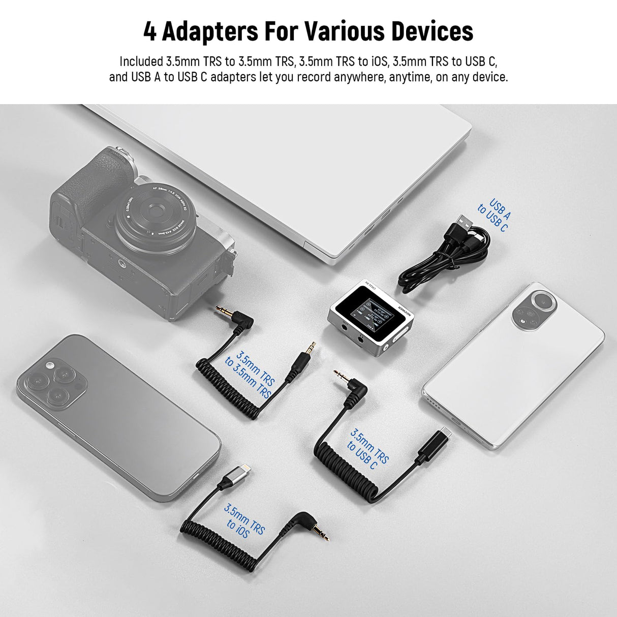 NEEWER CM31 Micrófono Lavalier Inalámbrico con 8GB Almacenamiento Batería 24H Grabación 14H Alcance 820 Pies 48KHz Cancelar Ruido 24Bit para iPhone iPad Android PC Youtube/TikTok Stream Podcast