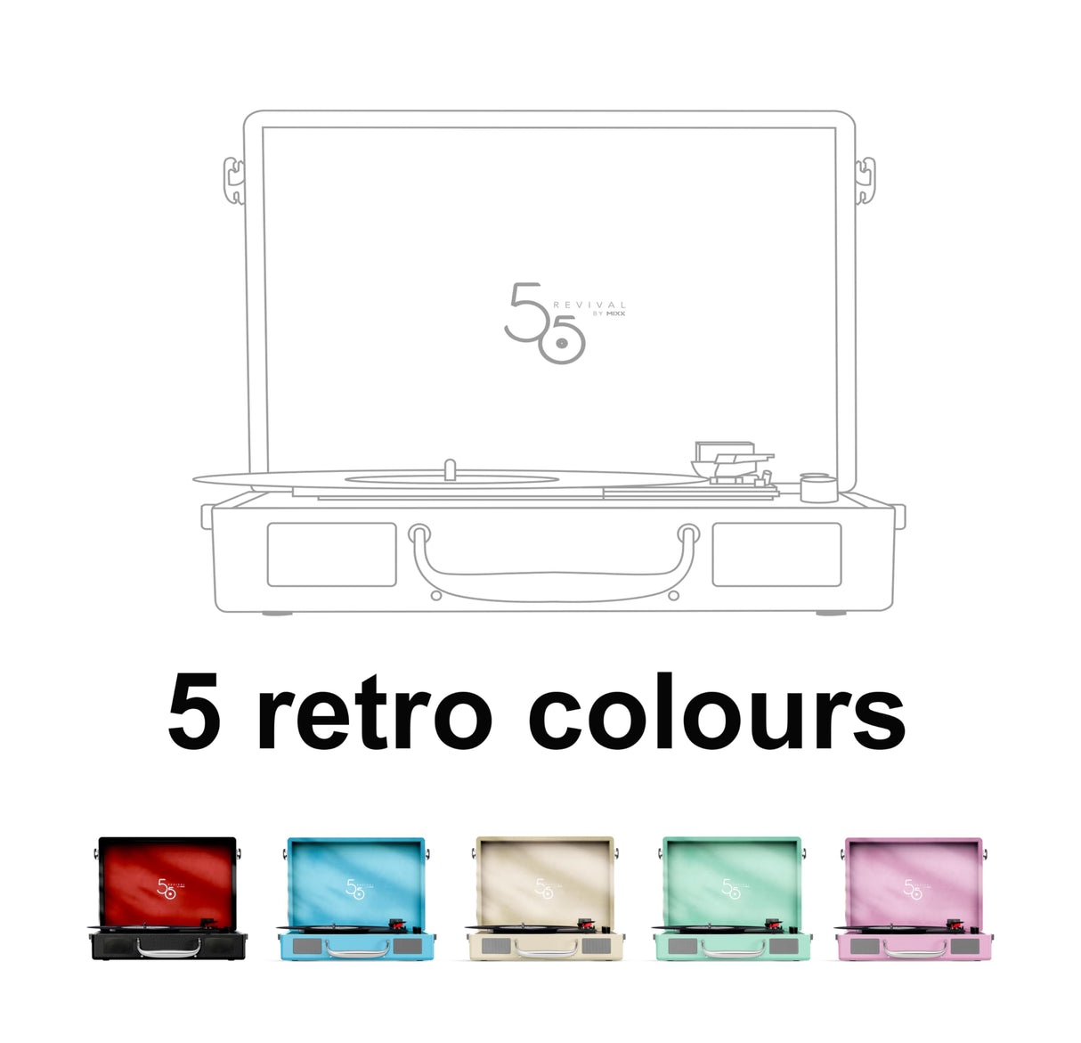 Mixx Audio - Platino de Vinilo portátil BT Revival 55 Stereo - Crema