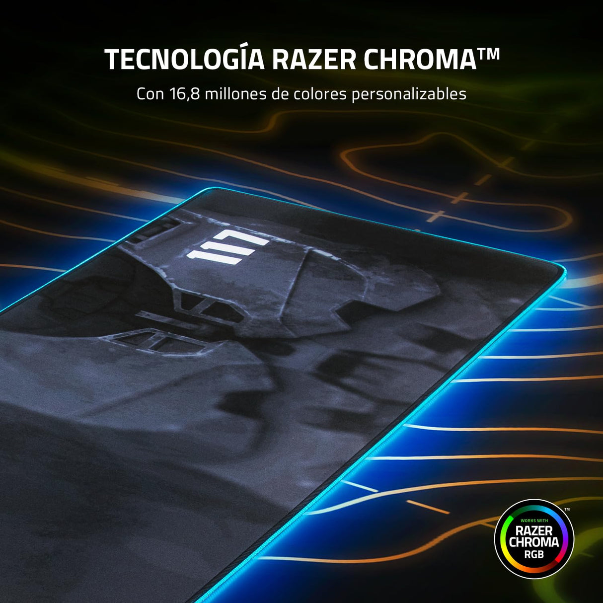 Razer Goliathus Extended Chroma Gaming Mouse Pad: iluminación RGB personalizable, material suave, control y velocidad equilibrados, base de goma antideslizante, Halo Infinite Edition