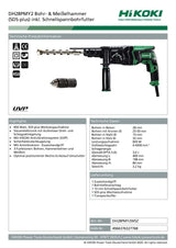 HIKOKI - DH28PMY2Z Martillo combinado 3 modos, 850 W - UVP - Portabrocas intercambiable