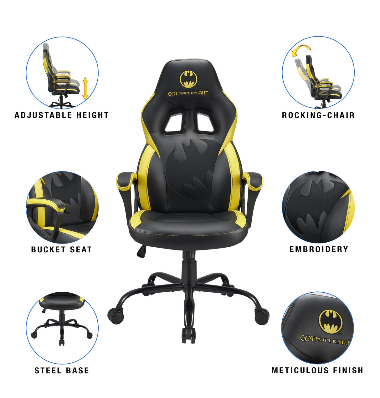 Subsonic Batman Original Silla Gaming, Negro y Amarillo