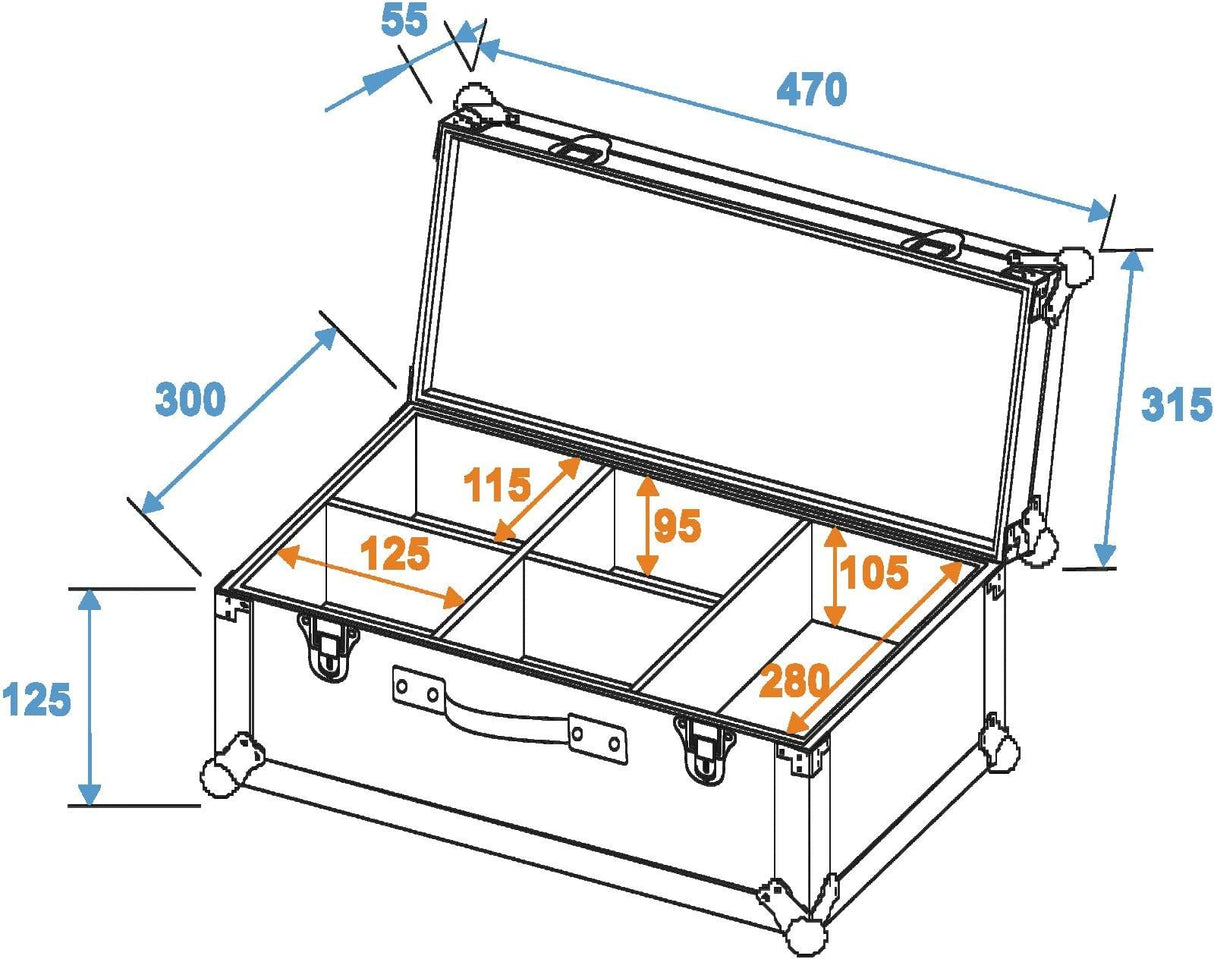 ROADINGER Flight Case para el Transporte de Efectos de Luces Cables Faros 4X TL-3 TCL