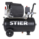 STIER Compresor LKT 240-8-24, 1100 W, presión máxima 8 bar, depósito de 24 litros, 21 kg, adecuado para aplicaciones por ejemplo con pistolas de soplado, pistolas de pintura, pistolas de remaches