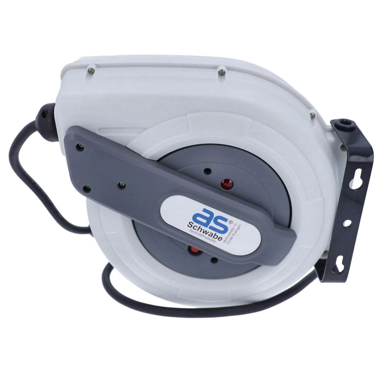 as - Schwabe CEE Carrete de cable retráctil automático 10 m H07RN-F 5G1,5-400V/16A/5 polo - Enrollador de manguera - 180° Giratorio - 1 m de cable de conexión - desmontable - para exterior, 12648