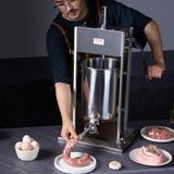 VEVOR Embutidora Manual de Salchichas Capacidad de 10 L Máquina de Salchichas Vertical de Acero Inoxidable con 5 Tubos de Relleno para Churros Salchichas para Restaurante Supermercado Cocina