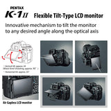 Pentax SLR K-1 Mark II: Cámara Digital Full Frame de Alta Resolución y 36.4 MP, Estabilizador SR de 5 Ejes Incorporado, Estabilización de 5 Pasos de Obturación, Cuerpo Resistente al Pol, Negro