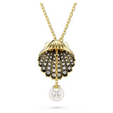 Swarovski Colgante en Y Idyllia, Crystal Pearl, Caracola, Blanco, Baño tono oro