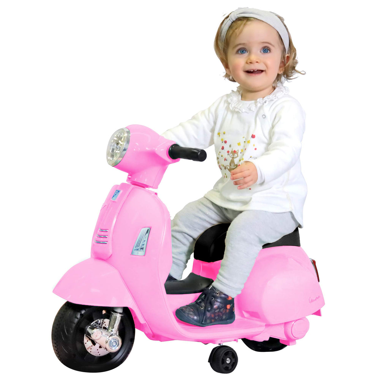 TURBO CHALLENGE - Vespa GTS - Portador Eléctrico - 119153 - Scooter - Rosa - Listo para Rodar - Máximo 25Kg - Plástico - Baterías Recargables - A Partir de 24 Meses