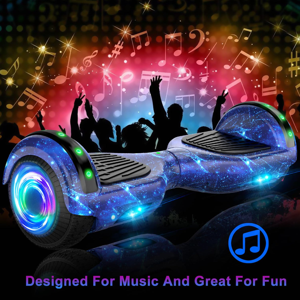 SISIGAD Hoverboard, Electric Scooters with Bluetooth & 6.5" Flash Wheels & LED Headlights Fender Lights, All Terrain for Kids