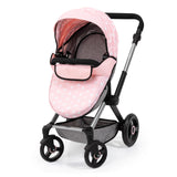 Bayer Design 17030AB Cochecito de muñeca XEO, Convertible, Regulable en Altura, Trona para muñeco bebé, Bolsa, Saco de Dormir, Gimnasio Actividades, Accesorios
