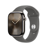 Apple Watch Series 10 GPS + Cellular Smartwatch con Caja de Titanio Natural de 46 mm y Correa Deportiva Gris Piedra - Talla M/L. Monitor de entreno, App ECG, Pantalla Retina Siempre Activa
