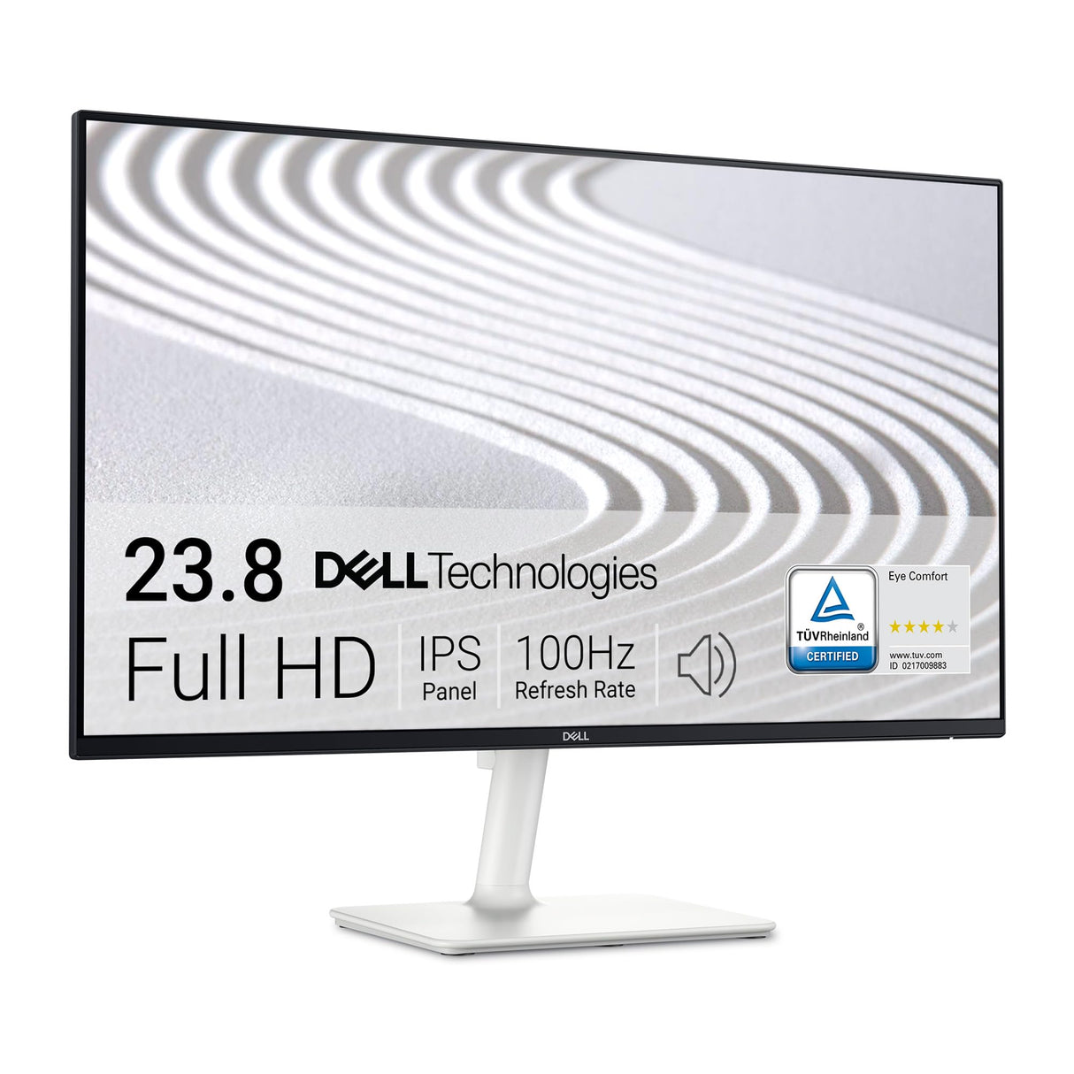 Dell S2425H 24" Full HD (1920x1080) Monitor, 100Hz, IPS, 4ms, 99% sRGB, Altavoces Integrados, Bisel Ultrafino, 2X HDMI, Blanco