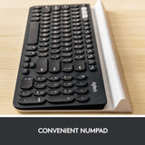 Logitech K780 RF Wireless + Bluetooth QWERTY Pan Nordic Gris, Color Blanco Teclado – Teclados (RF Wireless, Inalámbrico, Universal)