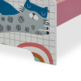 Relaxdays Cama Infantil con Estante, Baja, Somier Láminas, Barandillas, Diseño Superheroína, 60x94x143cm, Multicolor
