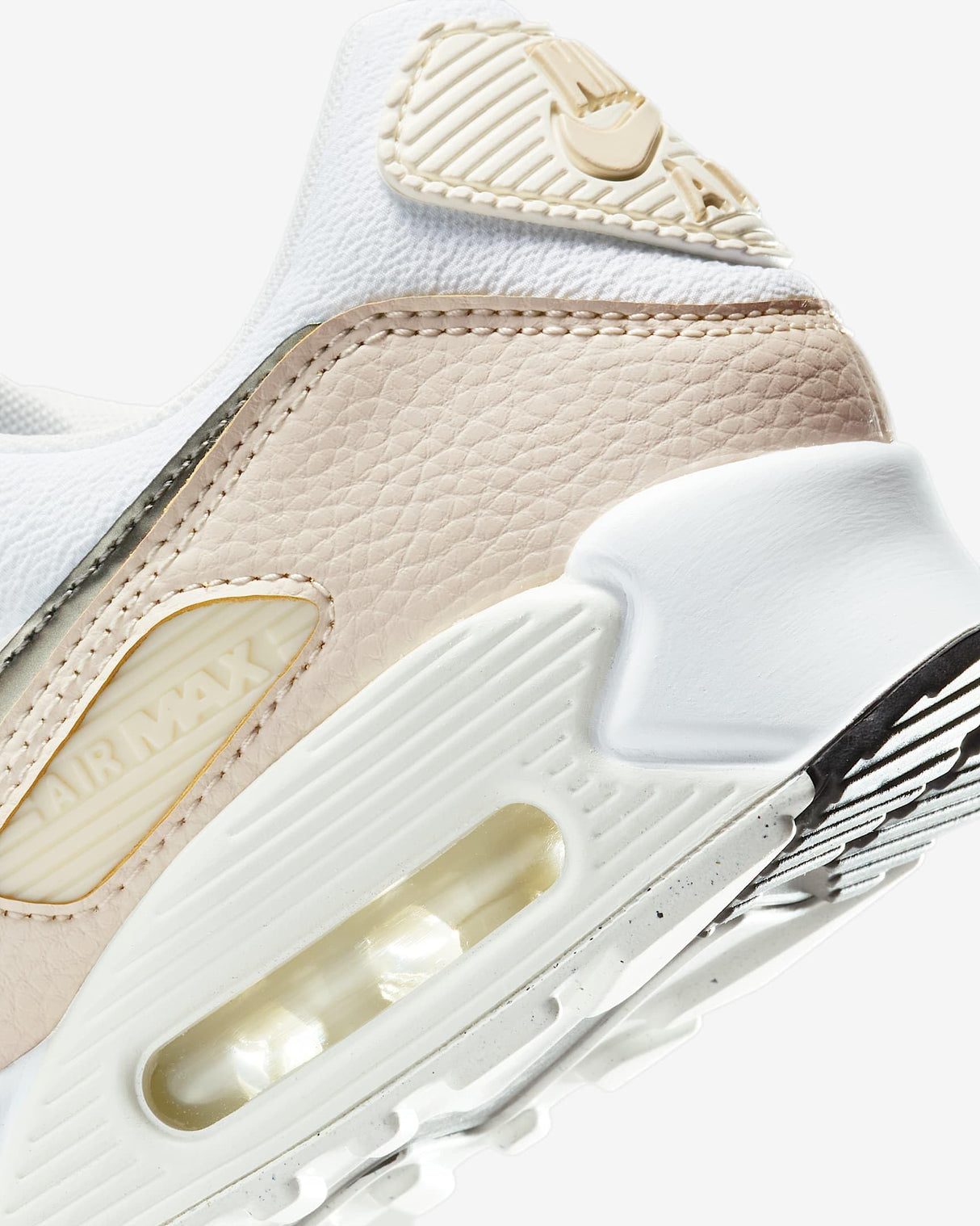 NIKE Wmns Air MAX 90, Sneaker Mujer, White Flat Pewter Lt Orewood Brn, 40.5 EU