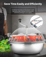 VEVOR Máquina Recortadora de Cuenco de Hojas Manual 600 mm Recortadora de Cuenco de Hoja de Brote con Tapa Transparente y 3 Rejillas de Acero Inoxidable para Brotes de Flores, Hierbas Aromáticas