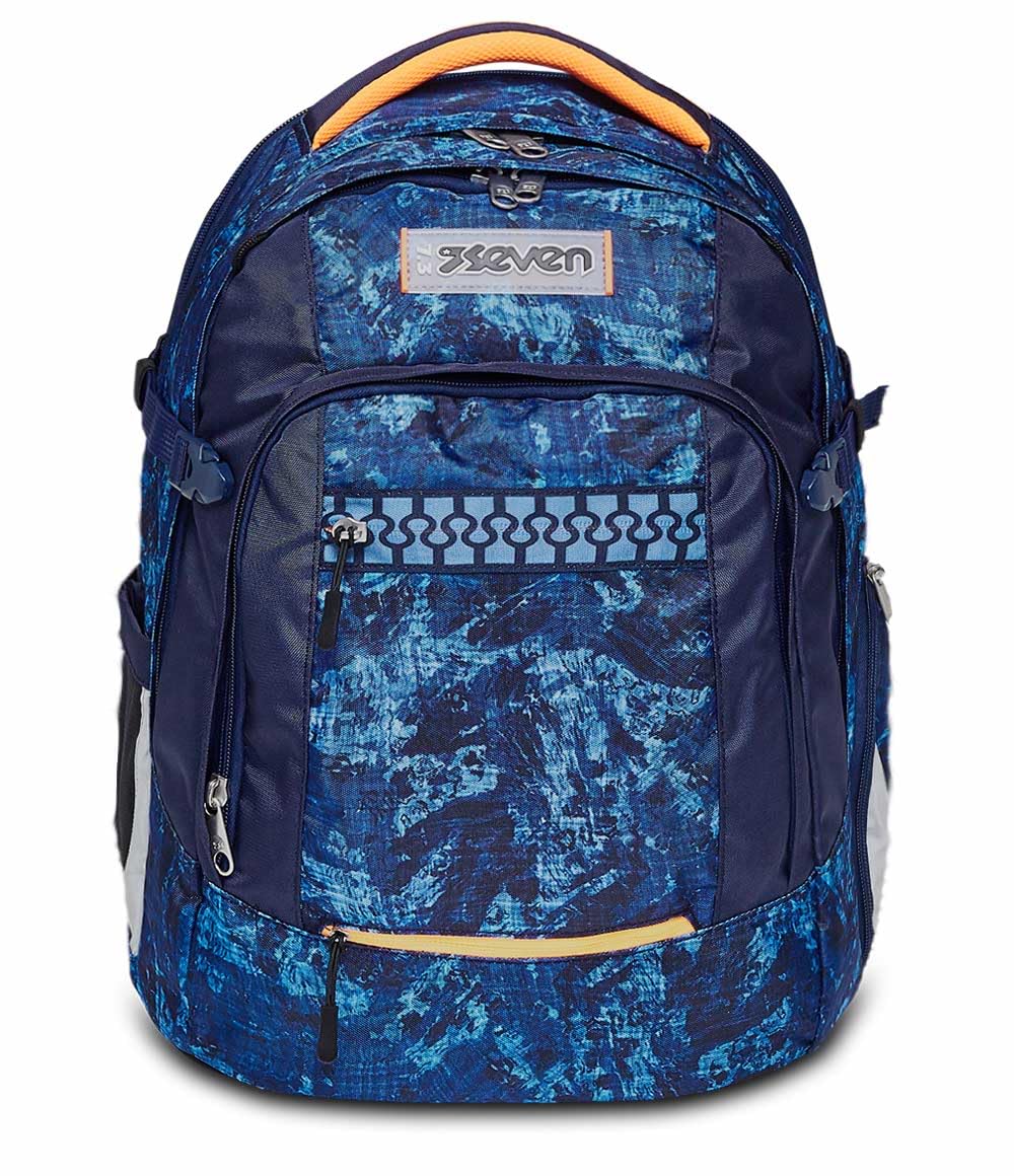 Seven Gang Mochila Ergonómica Ecológica, UPDOWN TWICE GRS DEEPLY INDIGO, Azul - Mochila de Escolares, Diario, Viaje, para niños, niñas, adolescentes - Maxi Capacidad