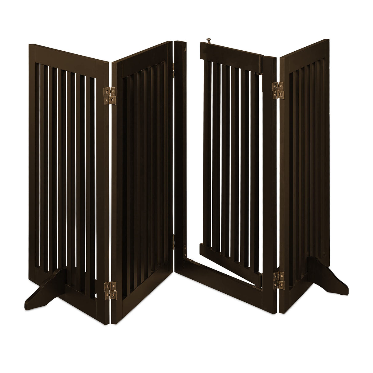 Relaxdays Barrera Seguridad Niños, Valla Protectora, Puerta, 92x206cm, Plegable, Cerca Protección Bebés, Perros, Marrón, Tablero de Fibras