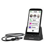 Swissvoice - Smartphone S510-C + Base de Carga + Cordón para el Cuello - Fácil de Usar - Botones Grandes - Botón de geolocalización SOS - Smartphone Seniors 4G - Libre - Negro