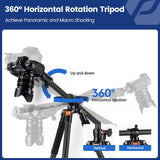 Fotopro Trípode Horizontal para cámara de 75 Pulgadas, Fibra de Carbono, Cabeza de Bola de 360 Grados, Placa de liberación rápida, trípode DSLR para cámara de Viaje, videocámara