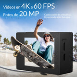 icefox Cámara Deportiva 4K con Pantalla táctil, Gran Angular de 170° EIS, Camara Acuatica de 40 m, Camara Deportiva con Control Remoto, Gris
