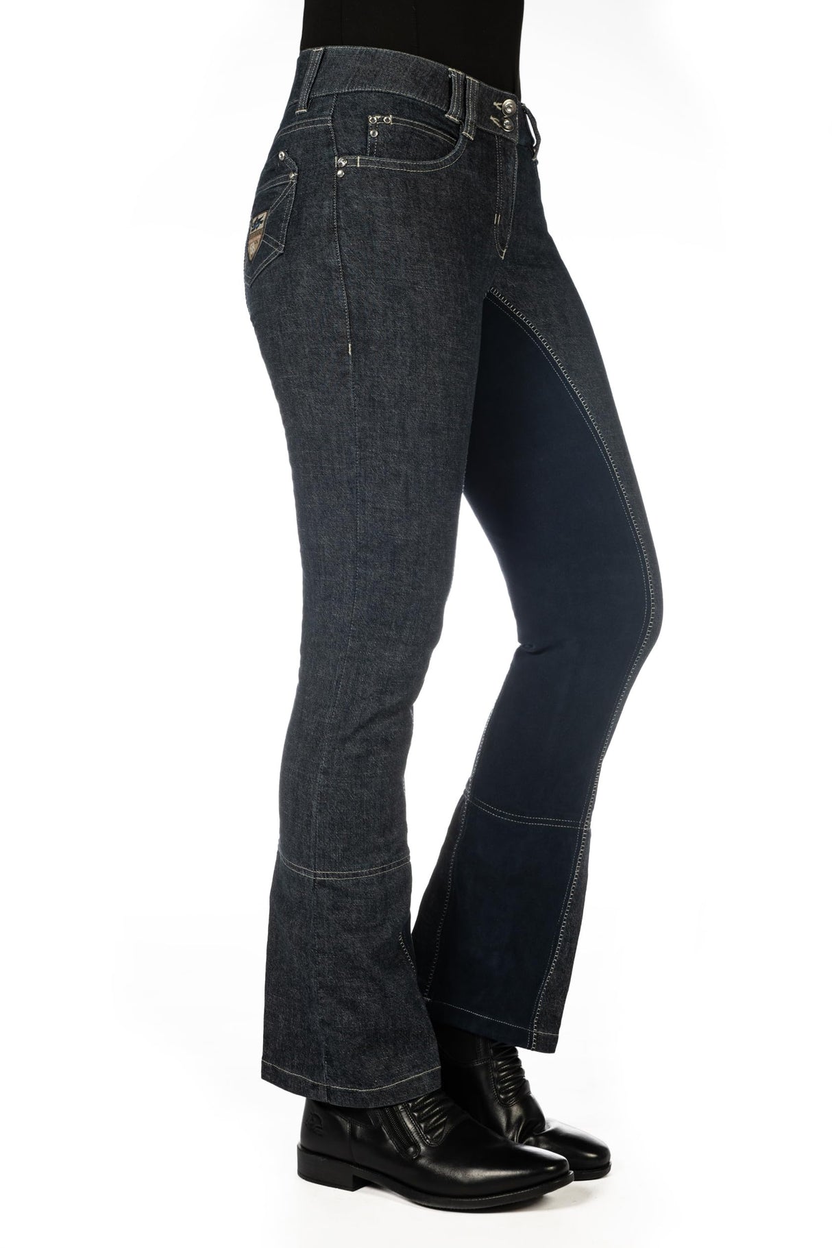HKM Pantalones Jodhpur -Miss Blink- 1/1 Alos Besatz6169 para Mujer, 6169 Azul Vaquero Azul Oscuro, 40 EU