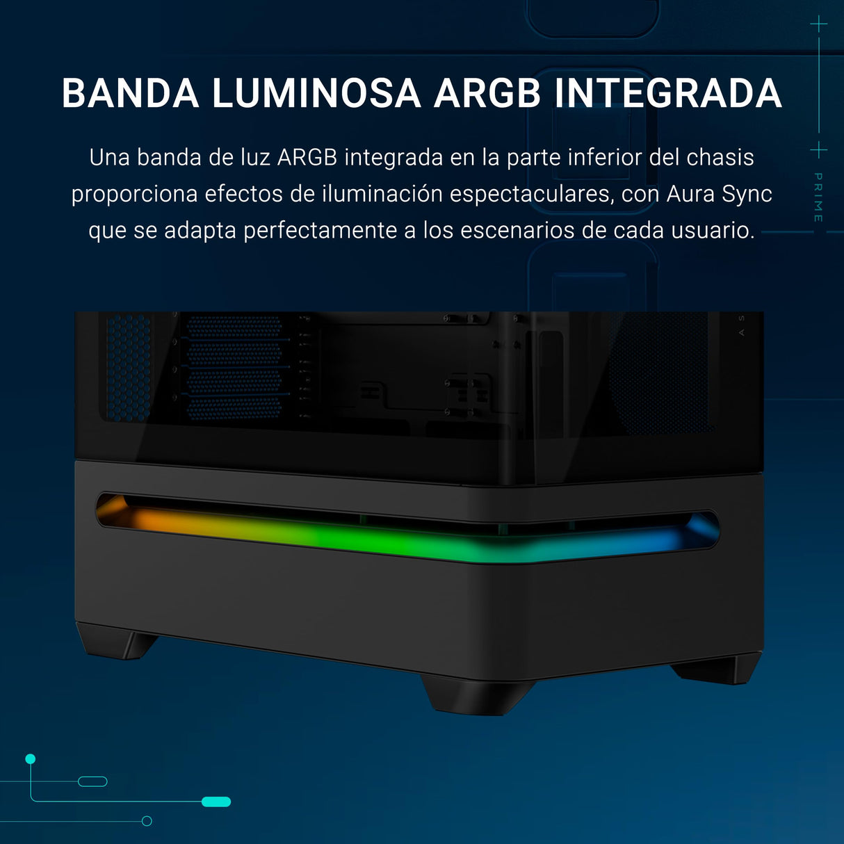 ASUS Prime AP202 ARGB Caja mATX, Cristal Curvado Templado, Compatible con gráficas de hasta 420 mm, radiadores de 360 mm, raíl de fácil extracción, ventilación de Ranura, Ventiladores ARGB, Negro