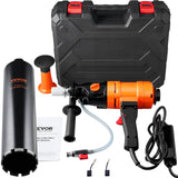 VEVOR Taladro de Diamante Diámetro de 8-10,2 cm Taladro de Mano para Hormigón Profundidad de 400mm Broca Diamantada 1500W 1100/2400 rpm con Extractor de Núcleos y Nivel Construcción de Hormigón Armado