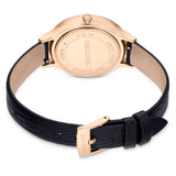 Swarovski Reloj Octea Nova, Fabricado en Suiza, Correa de piel, Negro, Acabado tono oro rosa
