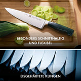 ZWILLING Bloque de cuchillos autoafilables de cuatro estrellas, 7 piezas, cuchillo y tijeras de acero inoxidable especial/mango de plástico, color blanco [fabricado en Alemania]