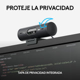 Logitech Brio 505, cámara Web Full HD con corrección de iluminación automática, Encuadre automático, 2 micrófonos con reducción de Ruido, Tapa de privacidad - Msft Teams, Google Meet, Zoom - Gris