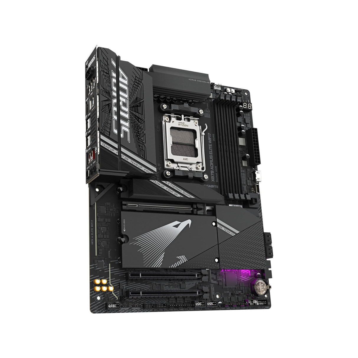 GIGABYTE Placa Base X870 AORUS Elite WIFI7 - Compatible con CPUs AMD Ryzen 9000, VRM de 16+2+2 Fases, hasta 8000MHz DDR5 (OC), 3xPCIe 5.0, Wi-Fi 7, LAN 2.5GbE, USB 4